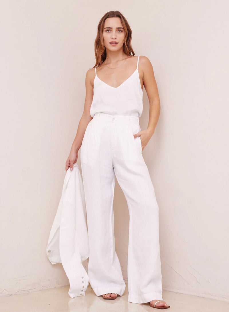 Pleated Wide Leg Linen Trouser