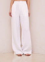 Pleated Wide Leg Linen Trouser
