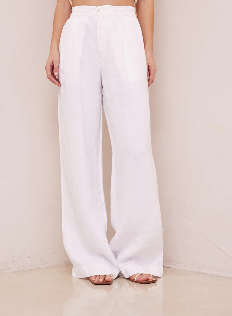 Pleated Wide Leg Linen Trouser