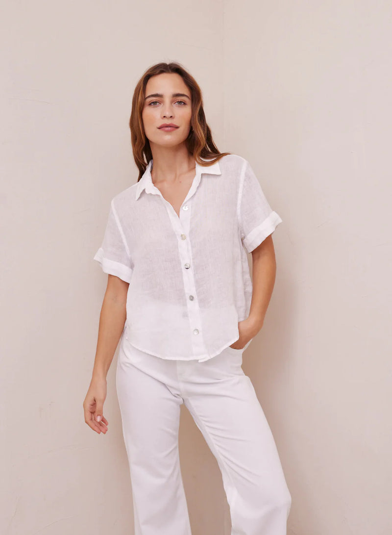 Cuffed Linen Short Sleeve Shirt
