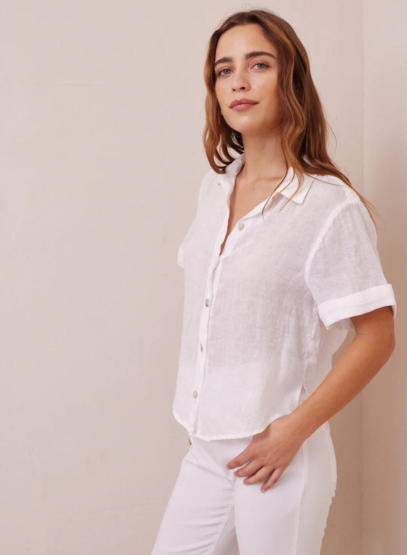 Cuffed Linen Short Sleeve Shirt
