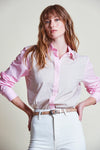 The Boyfriend Shirt - Tan/Pink Stripe