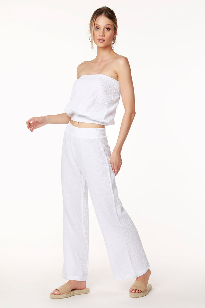 Smocked Waist Wide Leg Pant