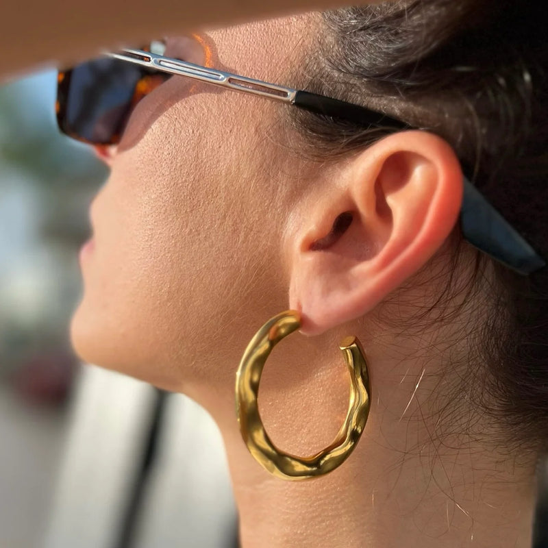 Astrid Hammered Hoop Earring