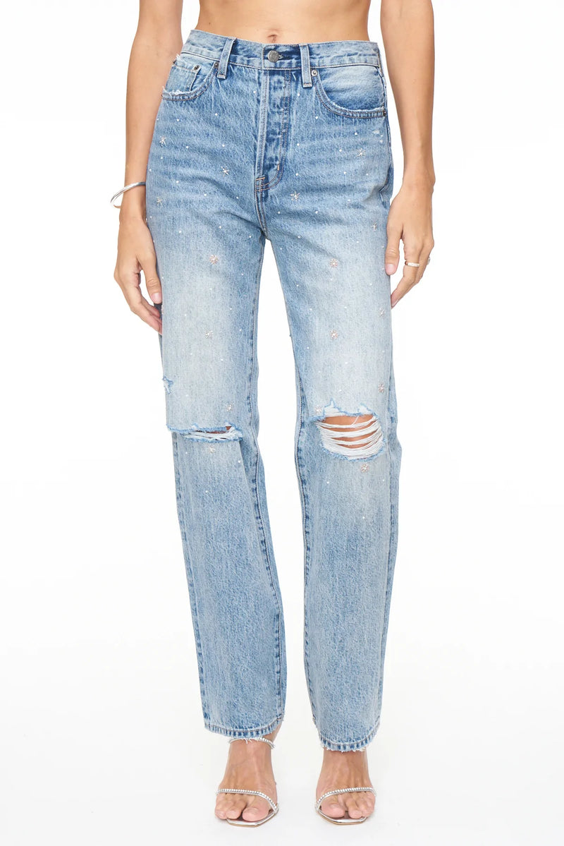 Cassie Super High Rise Straight Jeans - City Lights Distressed