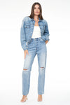 Cassie Super High Rise Straight Jeans - City Lights Distressed