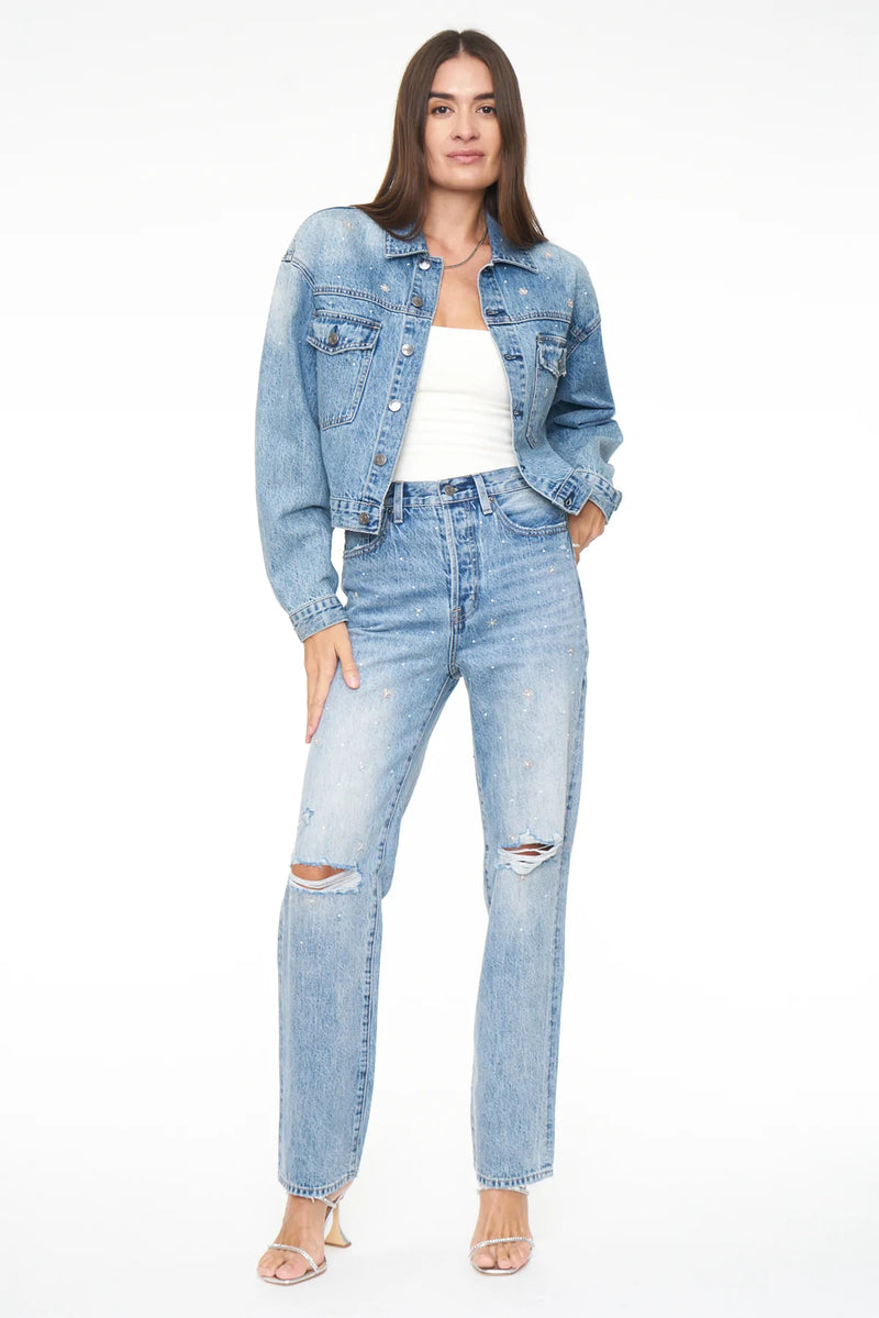Cassie Super High Rise Straight Jeans - City Lights Distressed