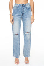 Cassie Super High Rise Straight Jeans - City Lights Distressed