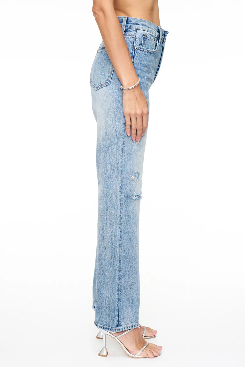 Cassie Super High Rise Straight Jeans - City Lights Distressed
