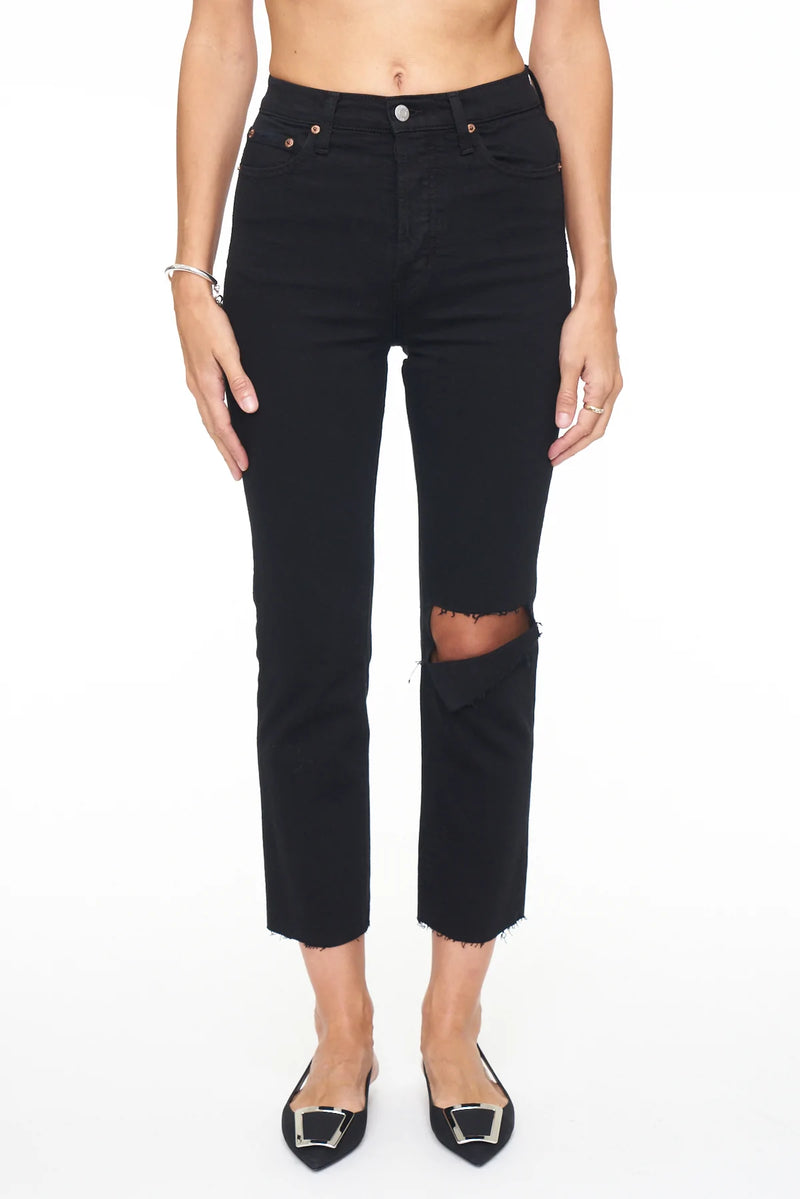 Charlie High Rise Classic Straight Ankle Jeans - Waverly