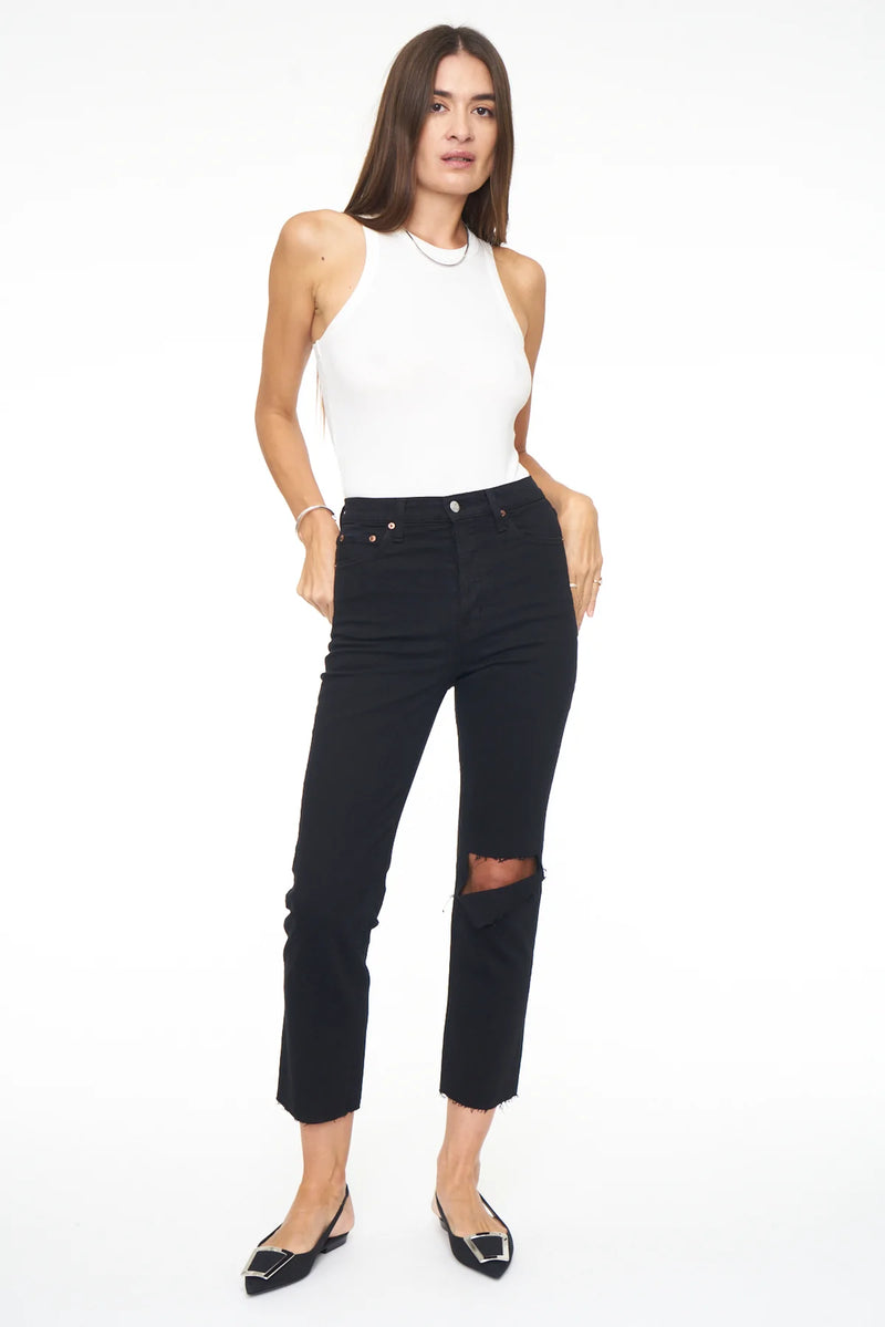 Charlie High Rise Classic Straight Ankle Jeans - Waverly