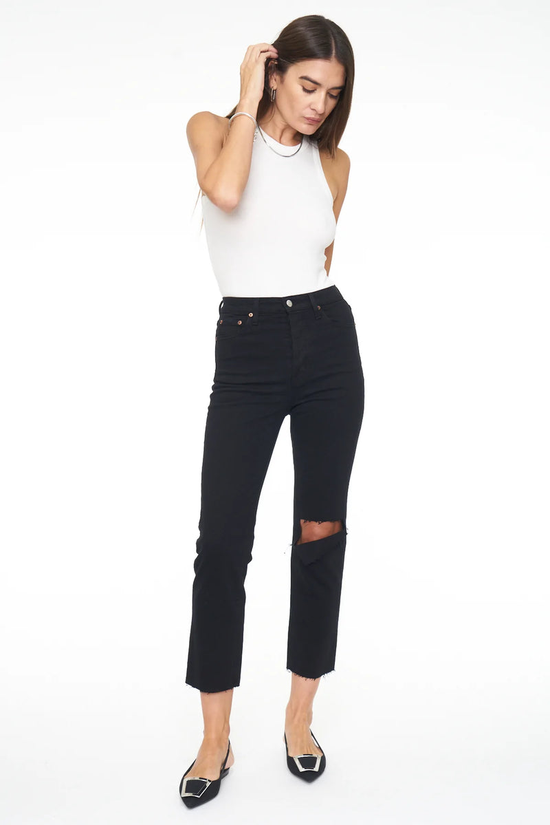 Charlie High Rise Classic Straight Ankle Jeans - Waverly