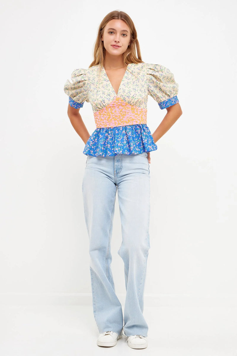 Mixed Floral Printed Top