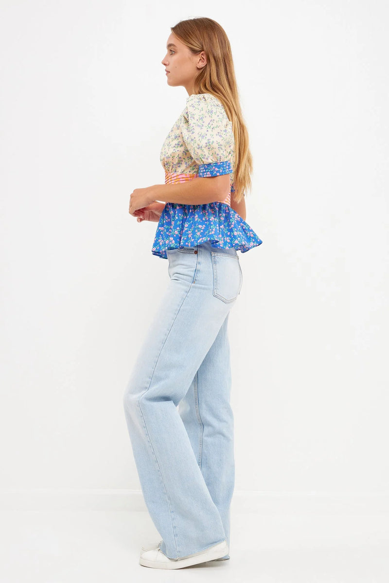 Mixed Floral Printed Top