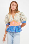 Mixed Floral Printed Top