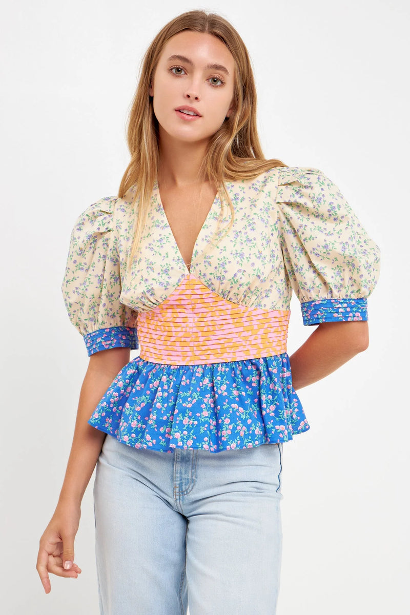 Mixed Floral Printed Top