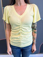 Flutter Sleeve Shirred Front Tee