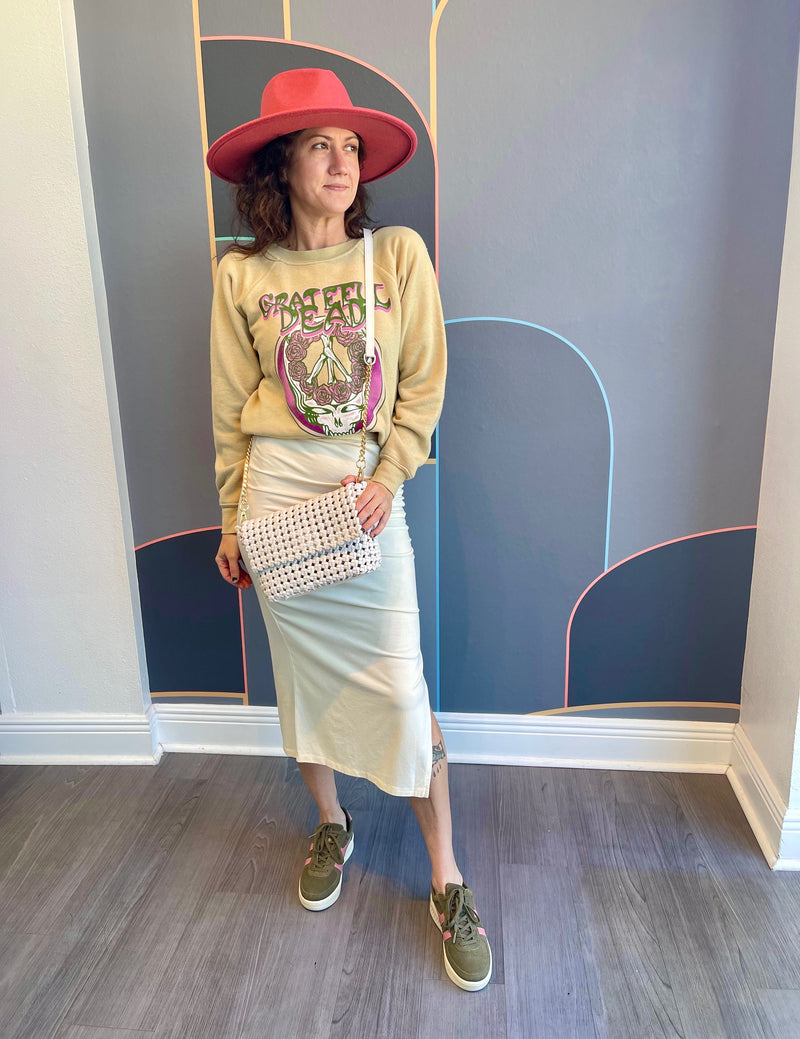 Shirred Split Skirt