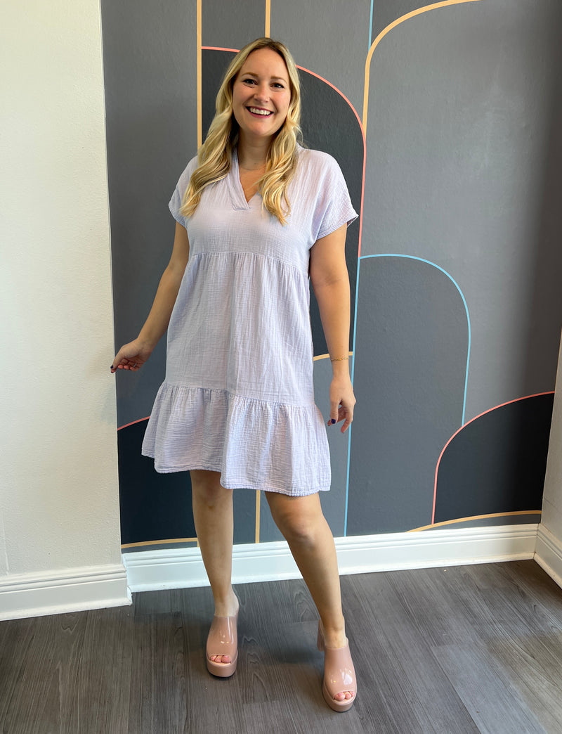 Drop Shoulder Tiered Dress