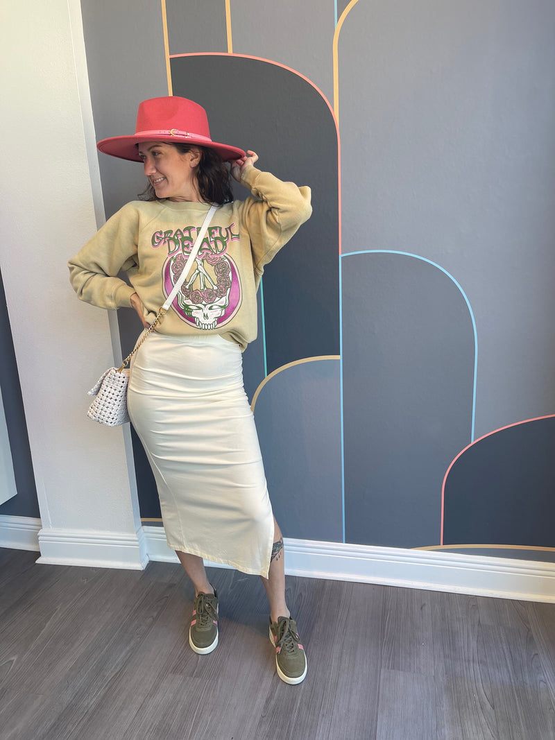 Shirred Split Skirt