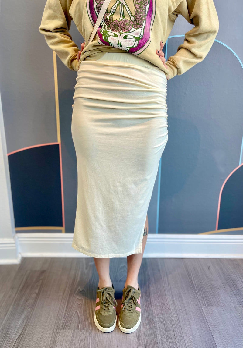 Shirred Split Skirt