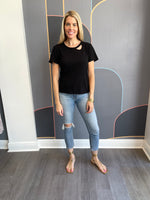 Distressed Scoop Neck Tee