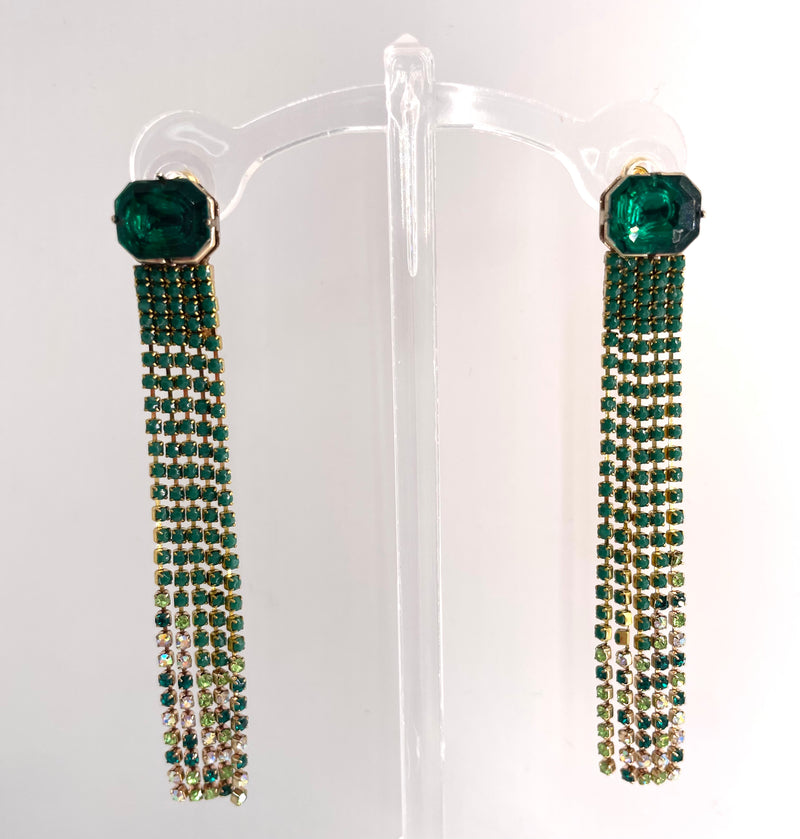Octagon Rhinestone Drop Earrings