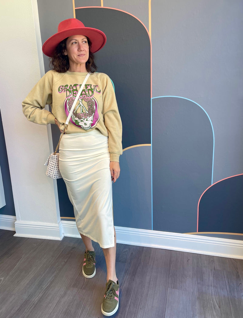 Shirred Split Skirt