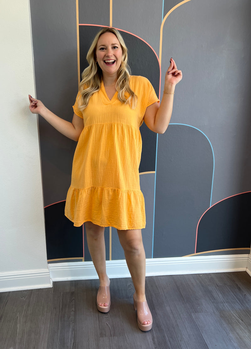 Drop Shoulder Tiered Dress