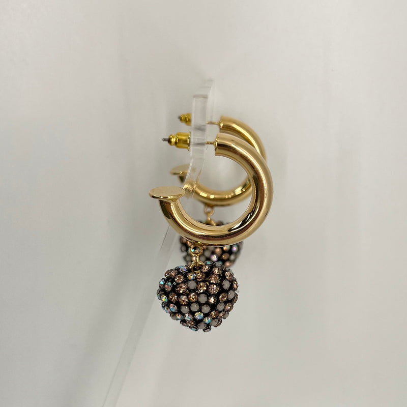 Rhinestone Studded Heart Huggies