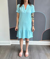 Split Neck Ruffle Hem Dress
