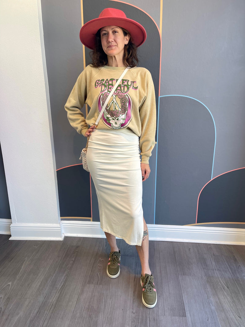Shirred Split Skirt