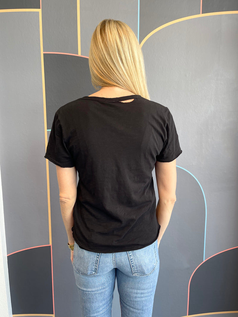 Distressed Scoop Neck Tee