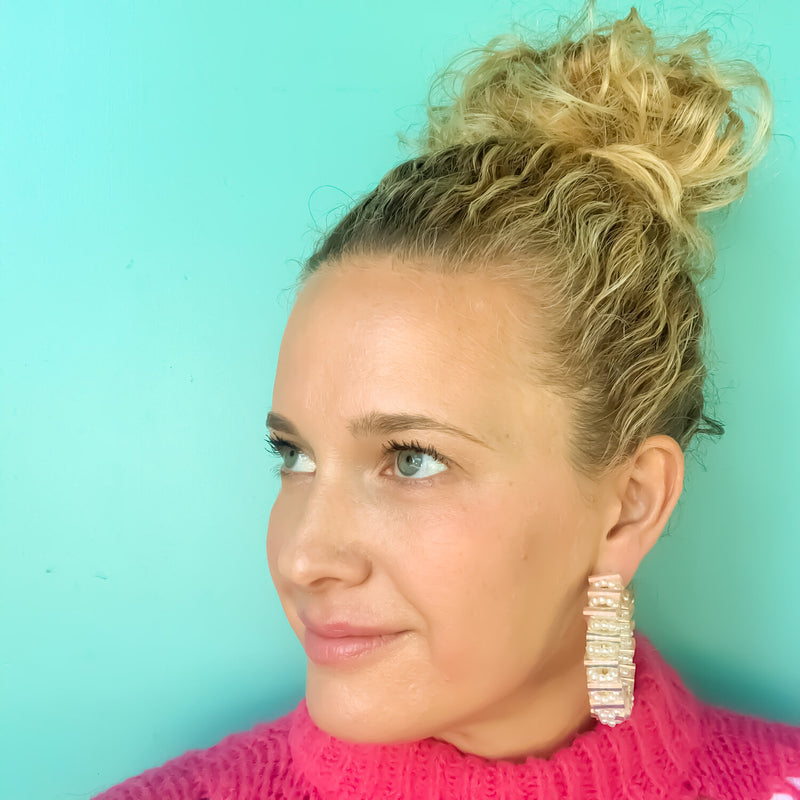 Iridescent Pearl Hoops