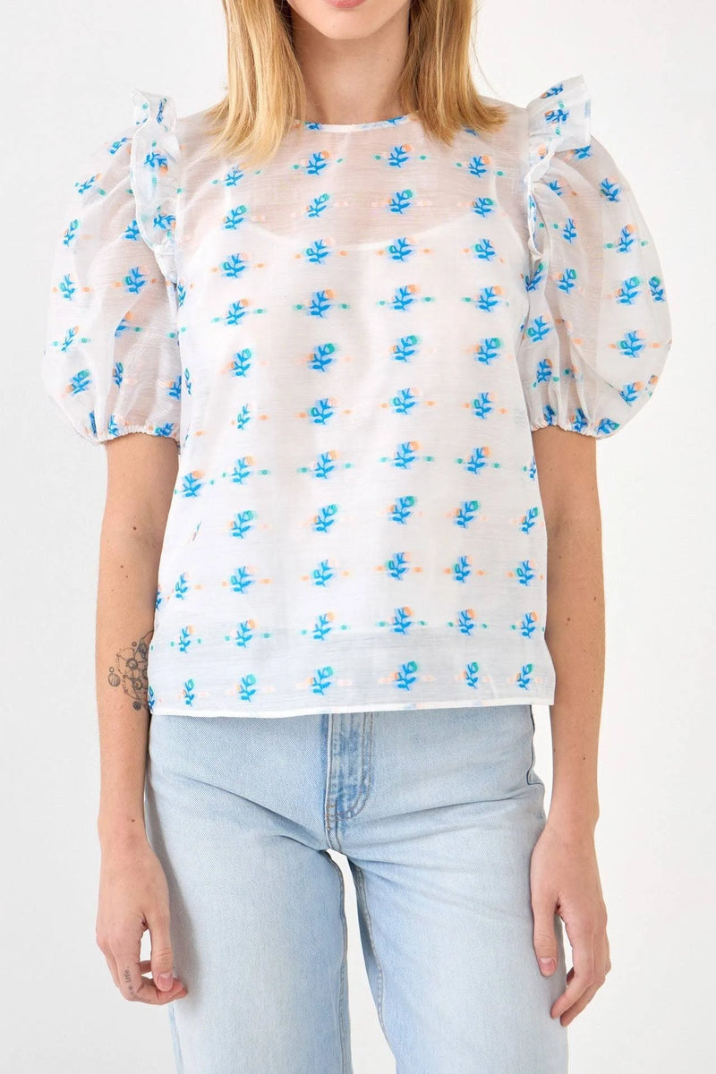 Embroidery Organza Top