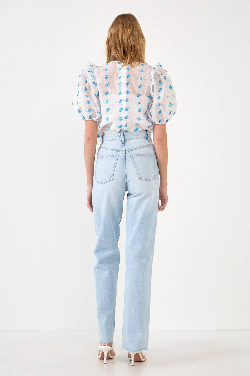 Embroidery Organza Top