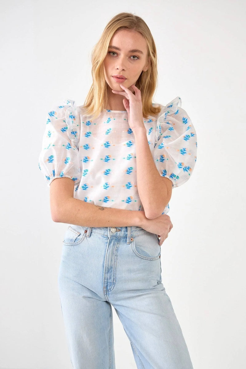 Embroidery Organza Top