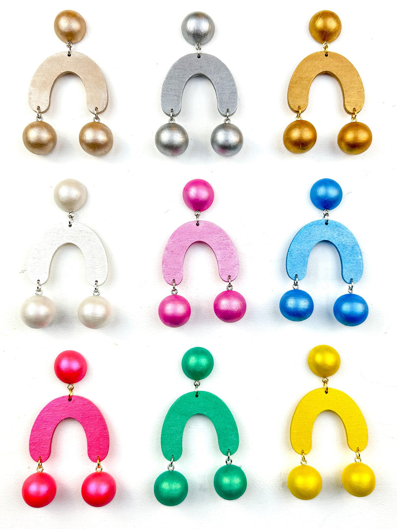 Rainbow Wood Arch Earring
