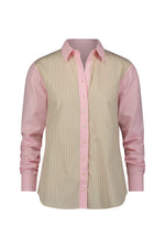 The Boyfriend Shirt - Tan/Pink Stripe