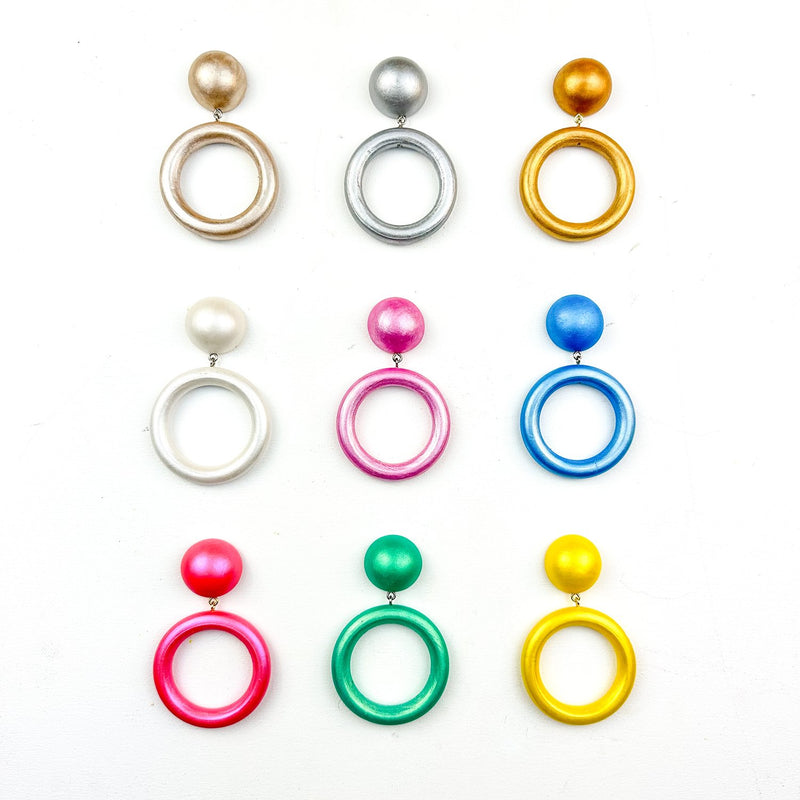 Wood Drop Hoop Earring